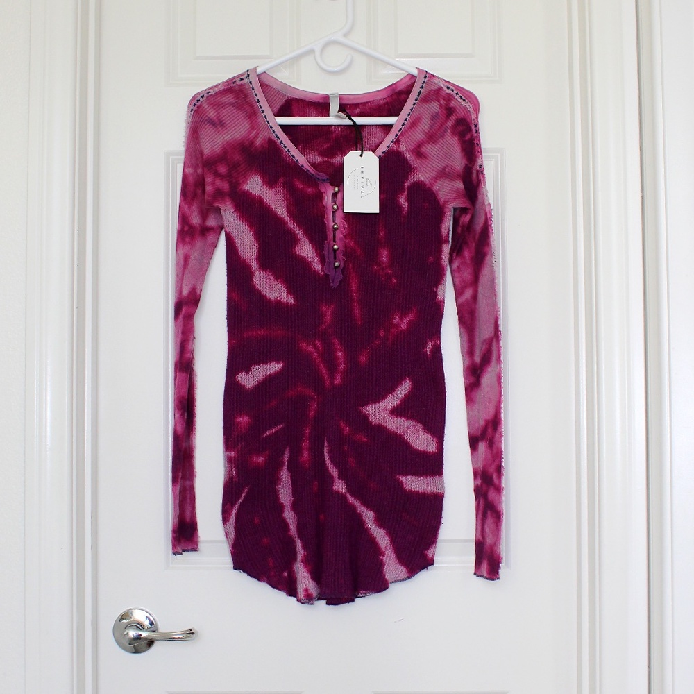 Handmade tie dye Free People thermal top by Hue Revival